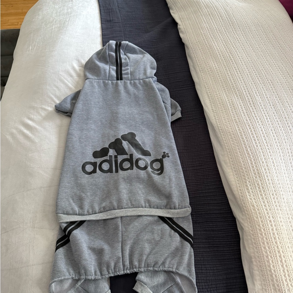 Gray Adidog Pet Hoodie